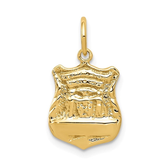 14k Yellow Gold Police Badge Charm - 1.5 Grams - Measures 15x10mm