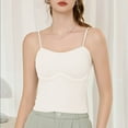 thumbnail image 2 of Women's Spaghetti Strap Crop Tank Tops Double Lined Seamless Camisole Yoga Basic T Shirts Slim Fit Blouses (XL, White), 2 of 7