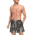 thumbnail image 3 of FORMRS Mens Swim Trunks Mesh Liner Quick Dry Casual Beach Board Shorts with Pockets, Sizes S-2XL, Dark Flowers Pattern, 3 of 9