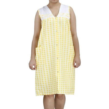 

EZI Women s Plus Duster7 Sleeveless Cotton-rich House Dress