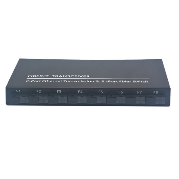 Conmutador Ethernet Gigabit de fibra óptica, 8 puertos SC, 2 puertos RJ45 de 1000 M, convertidor SC de grado industrial, enchufe estadounidense 8F2E