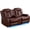 Brown, variant on Recliner Chair, Power Reclining Single Sofa w/ LED Lights, USB Ports & Flip-Down Console, Breathing Leather Home Theater Seating for Living Room or RV, Black