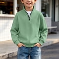 thumbnail image 2 of mgoYE Boys Quarter Zip Pullover Long Sleeve Corduroy Shirts Oversized Sweatshirts Kids Preppy Clothes Teens Hoodie 4-15T(Green,5-6 Years), 2 of 6