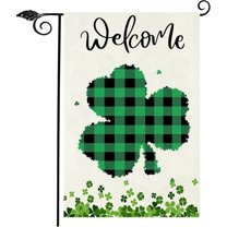 St Patricks Day Garden Flag - Shamrock Clover Leaf Green Lucky Garden Flag Double Sided Garden Flags For Outdoor Home Holiday (Green Clover)