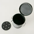 thumbnail image 2 of Smoke Outdoor Ashtray, Trashcan Style, Hinged Lid, Removable Interior Tray, 7 D x 7 H Inches, Lacquered Iron, Grey Finish, White Text, 2 of 5