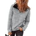 thumbnail image 1 of Chandails en Molleton à Manches Longues pour Femmes Col Quart 1/4 Zip Pull Décontracté Uni avec Poches (S-2TG), 1 of 6