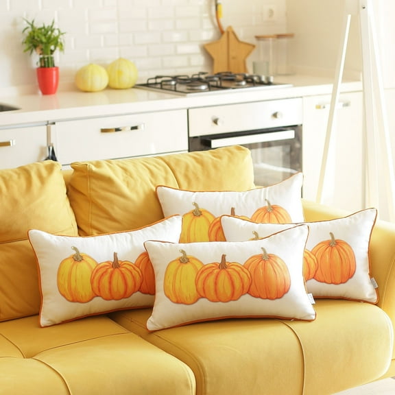 Fall Thanksgiving Decorative Throw Pillow Pumpkins Lumbar Set of 4
