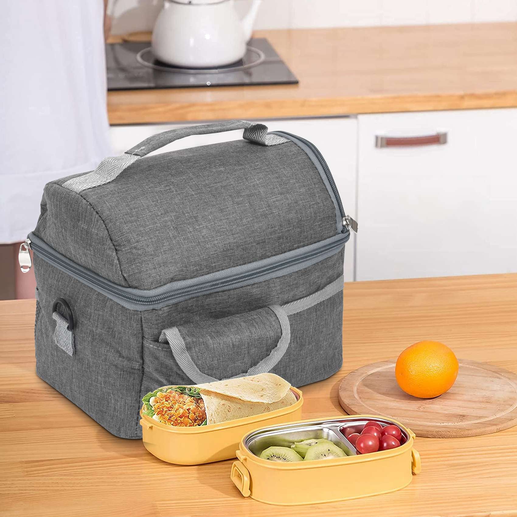 Double-layer Lunch Bag, Crossbody Large Capacity Insulated Bag, Ice Pack  Outdoor Picnic Bag, Waterproof Bag, Lunch Box Bag, Insulated Lunch  Container Camping Picnic Bag For Teenagers And Workers At School,  Classroom, Canteen