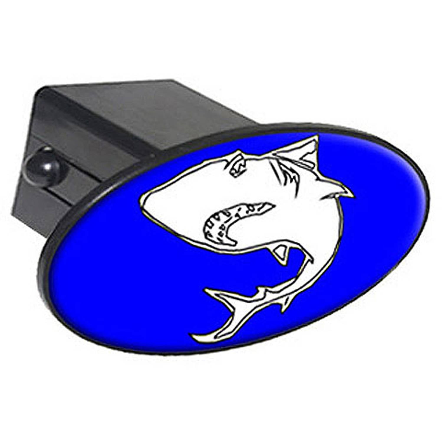 Shark On Blue 2" Oval Tow Trailer Hitch Cover Plug Insert