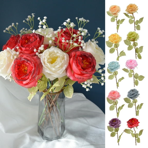 D-GROEE Table Centerpieces Dinning Fake Flowers, Artificial Flowers, Bright-colored Faux Silk Rose Arrangements Bouquets Kitchen Room