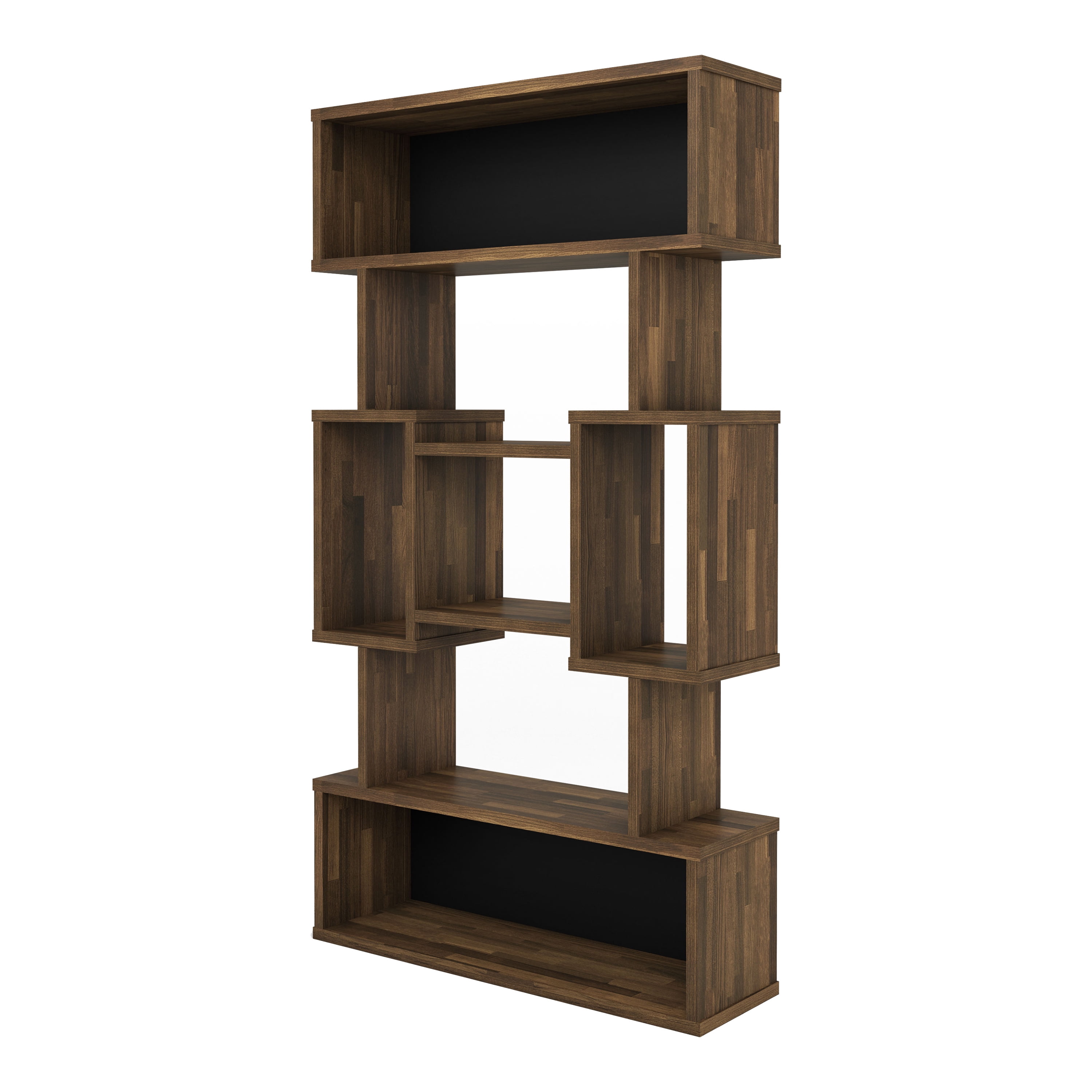 Furniture of America Rhine Modern 13-Shelf Geometric Bookcase, Light Hickory