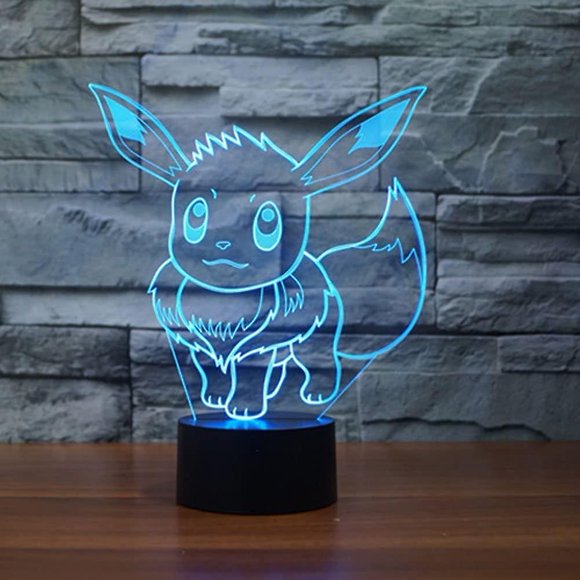 Ethan Allen Go Eevee 3d Night Light 7 Color Change Led Desk Lamp Touch Button Room Decor Anime Table Light For Kids Bedroom