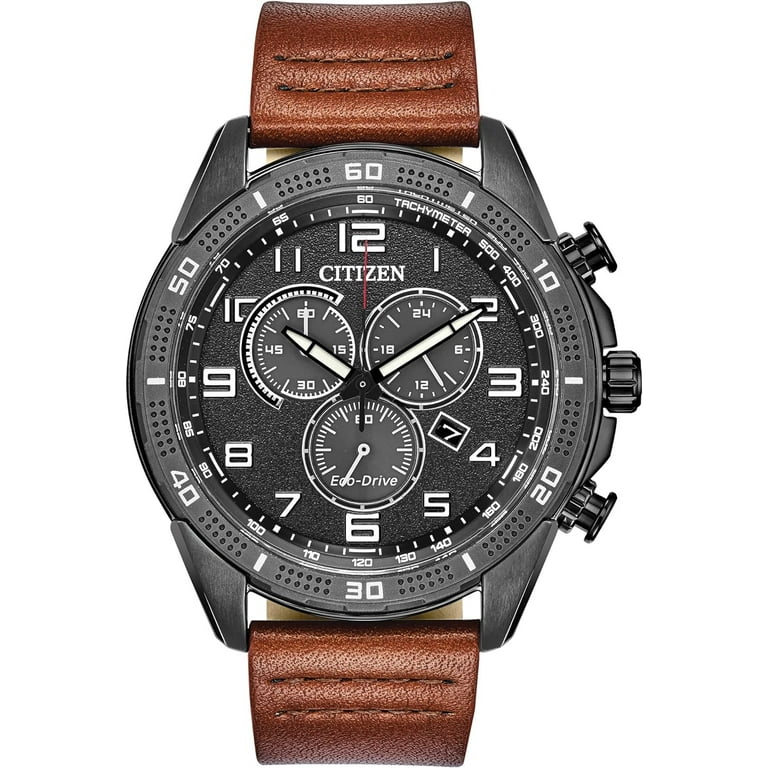 Citizen Men's Eco-Drive Chronograph Brown Leather Strap Watch