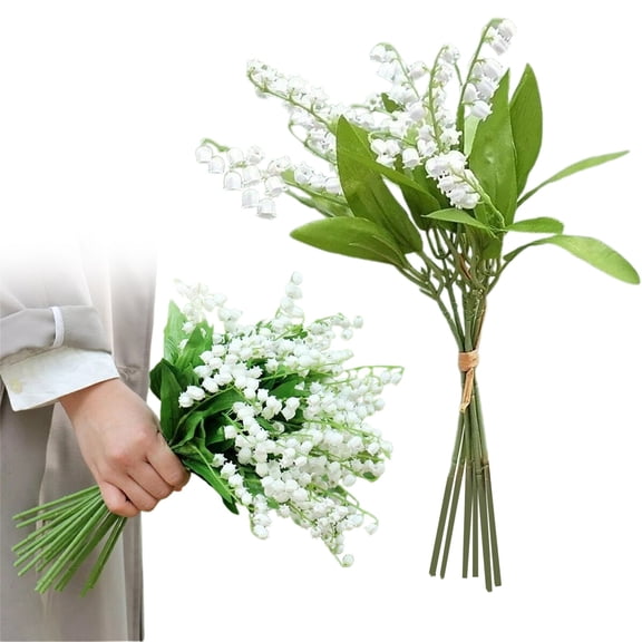 Clearance Under $3 Artificial Lily Of The Valley Lily Of The Valley Spray Plastic For Living Room Vase Filler Wedding Arch Arrangement White (6Pc)