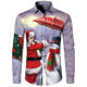 thumbnail image 1 of Camisas hawaianas con estampado 3D de Papá Noel de Navidad para hombre, camisetas informales de manga corta/larga con solapa y un solo pecho, ropa de vacaciones de Año Nuevo, 1 of 4