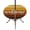 Gold, Amber, Brown, variant on Round Outdoor Tablecloth with Umbrella Hole and Zipper, Blue Brown Wooden Grain Tablecloth with Elastic Waterproof, Farmhouse Gradient Wood Stripes Patio Table Covers for 36" - 44" Pool Tables