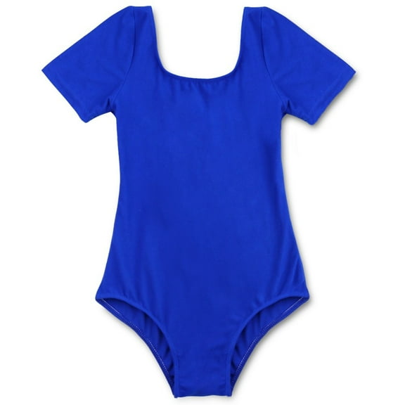 YONGHS Kids Girls Short Sleeves Cotton Ballet Leotard Gymnastics Sports Exercise Bodysuit Dancewear Dark Blue 10