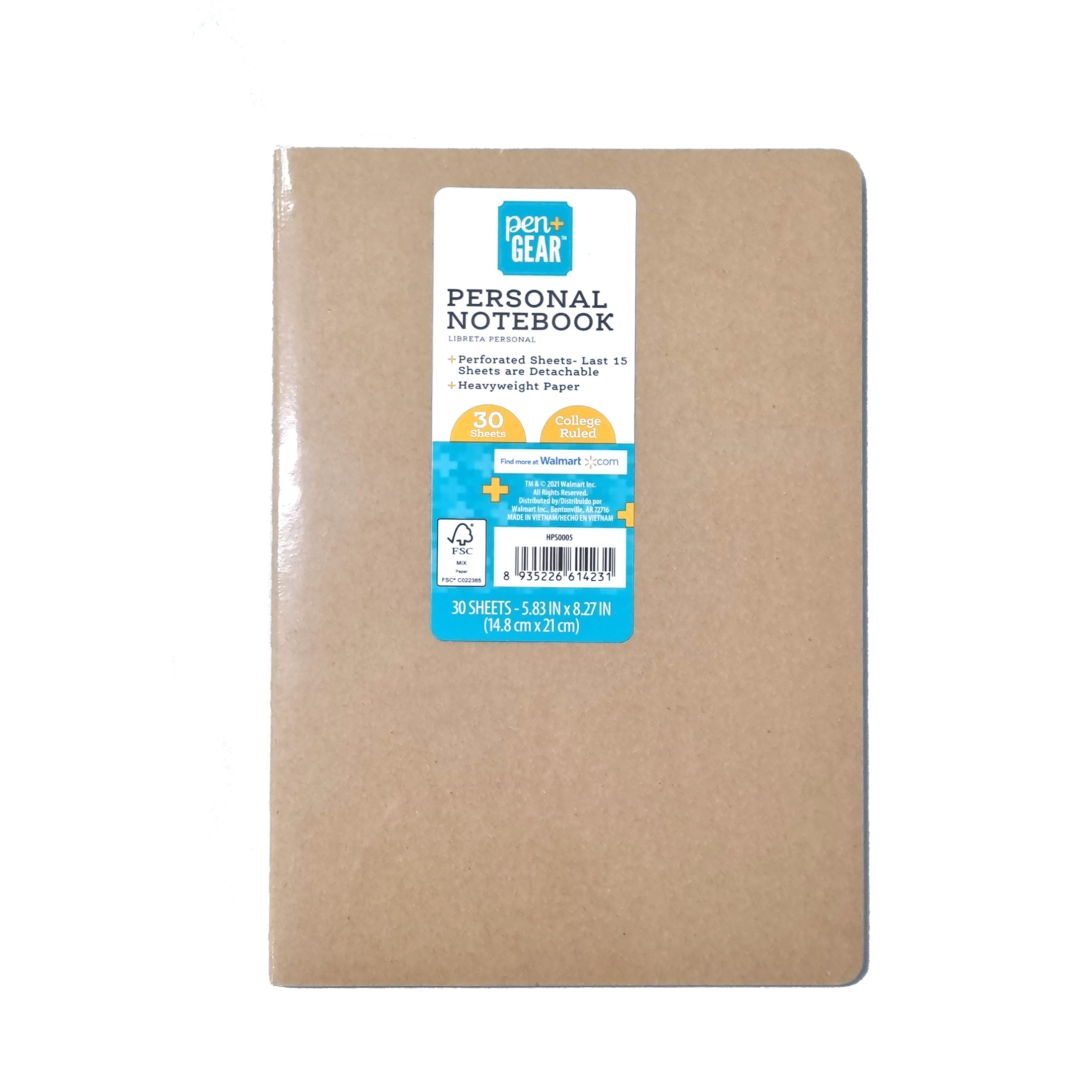 Pen+Gear Kraft color College Rule Construction Notebooks, 148x210mm, Brown, 30 Pages, 1 Pack
