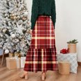thumbnail image 6 of Wutalume Women's Vintage Plaid Ruffled Maxi Skirt, High Waist Pleated Design, Flowy A-Line Skirt for Casual Outings and Travel,Deep Red M, 6 of 6
