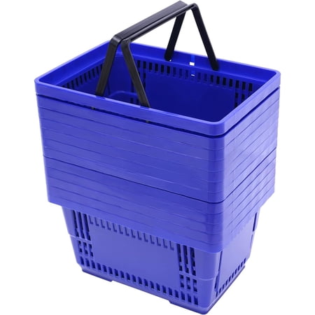 12PCS Shopping Baskets with Handles, 18L Plastic Shopping Cart, Portable Grocery Basket for Supermarket Retail Shop Book Store Laundry