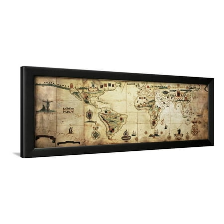 - Antique World Planisphere Portolan Map Of Spanish And Portuguese Maritime And Colonial Empire Framed Print Wall Art By marzolino