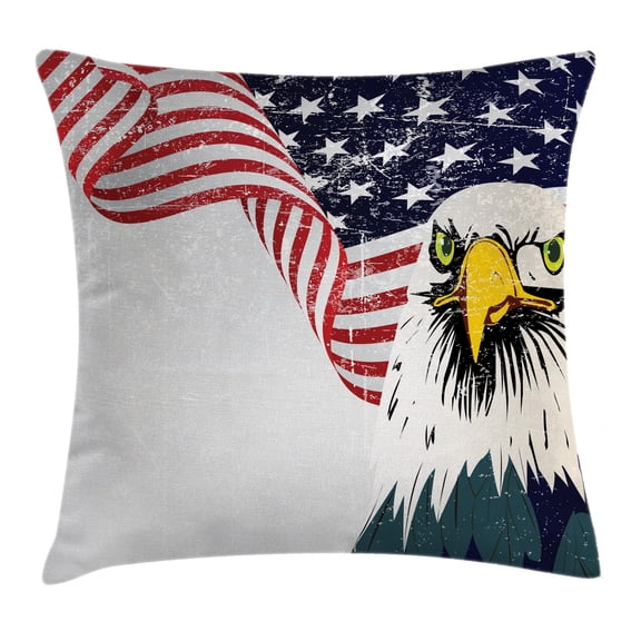 American Flag Decor Throw Pillow Cushion Cover, American Eagle with Grunge Effect 4th of July Usa Country Independence Image, Decorative Square Accent Pillow Case, 24 X 24 Inches, Multi, by Ambesonne