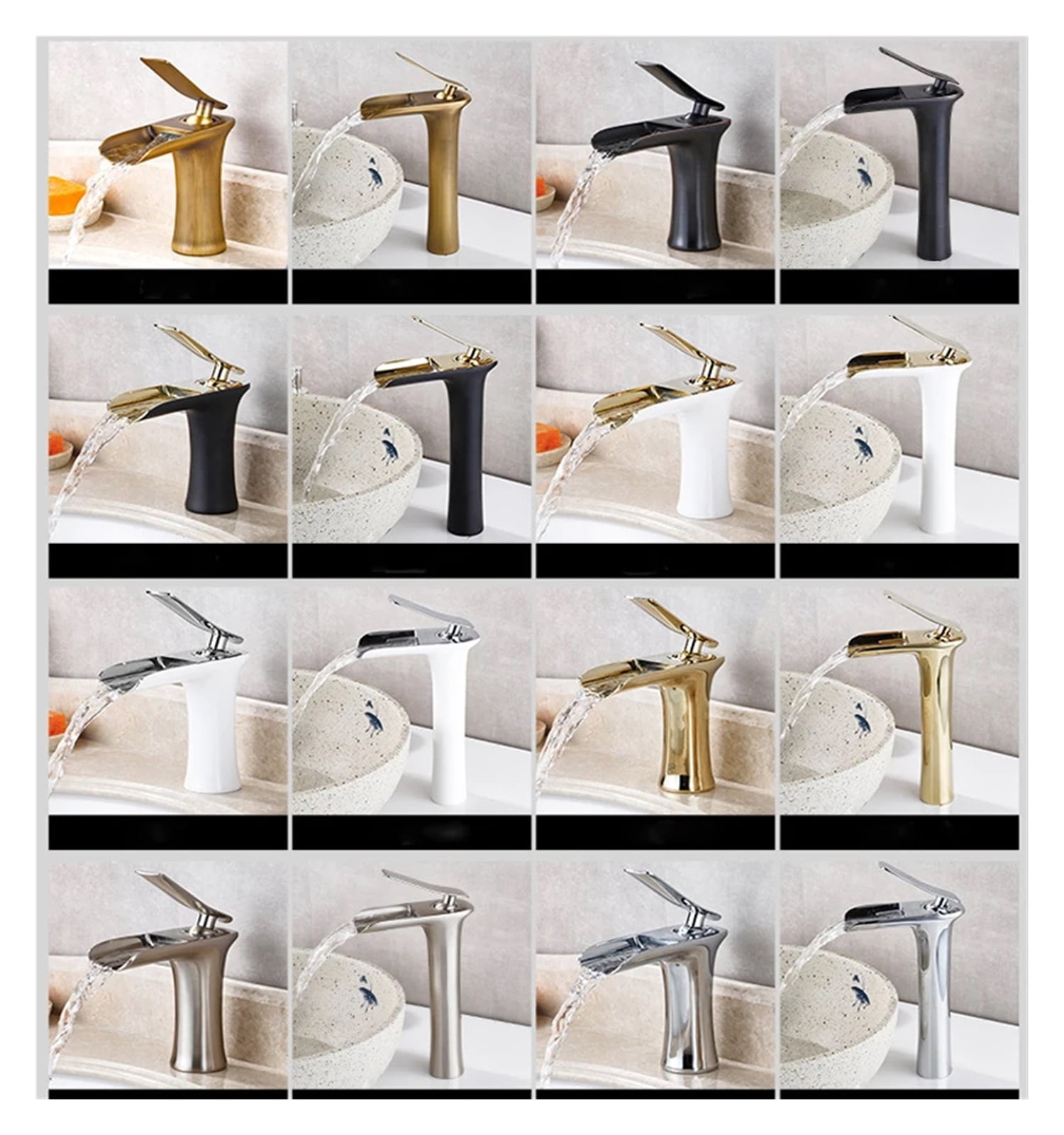 Waterfall Bathroom Basin Sink Faucets, Hot Cold Tap Deck Mounted Water Mixer Tap, Brass Chrome Vanity Single Handle Sink Tap - Modern Design
