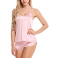 thumbnail image 3 of Ekouaer Ropa de dormir para mujer Lencería sexy Pijama de satén Cami Shorts Set Ropa de dormir MFZFUKR YZY258-1, 3 of 3
