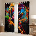 thumbnail image 2 of Castle Fairy Basketball Print Blackout Curtains Set of 2 (52x84 Each) for Boys Girls,Hippie Graffiti Splash Window Curtains,Sport Gamer Curtains and Drapes,Super Cozy Room Decor, 2 of 6