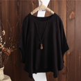 thumbnail image 2 of Tiweut Womens Pullover Poncho Sweater Soft Shawl Wraps Loose Fitting Baggy Tops for Fall Winter,Black, 2 of 3