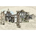 thumbnail image 2 of Bolokofsky, Ronald 18x13 Gold Ornate Wood Framed with Double Matting Museum Art Print Titled - Italian Ruins Architectural Sketch, 2 of 4