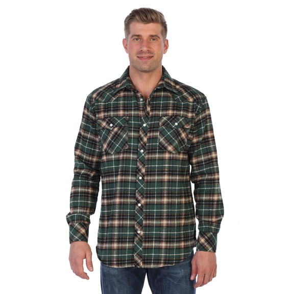Gioberti Men's Western Brushed Flannel Plaid Checkered Shirt w/ Snap-on Button