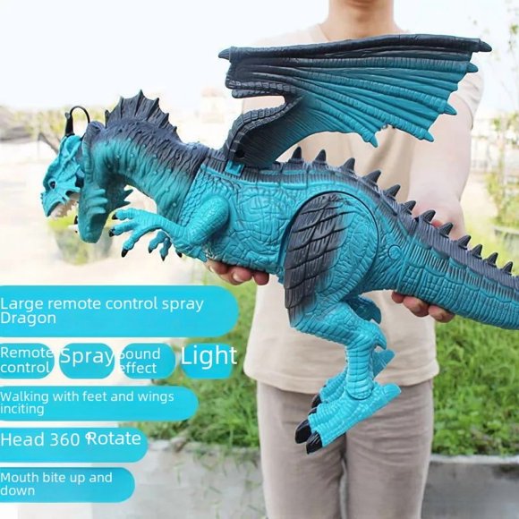 Red Remote Control Fire-Breathing T-Rex Dinosaur Toy for Boys: Large-Sized Walking Dino Model with Electric Spray, Glow-in-the-Dark Feature, Safe 3C Certified, Durable High-Quality Material for