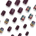 thumbnail image 6 of Checkered Turkey Design Short Square Press On Nails ABS Thanksgiving Party Fake Nails Lovely, 6 of 8