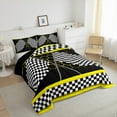thumbnail image 3 of Erosebrida Racing Flag Comforter Sets Twin Size, Neon Yellow Honeycomb Comforters & Duvets, Extreme Racing Car Sportsbedding Twin Comforter Set, Microfiber Room Decorative,2-Piece Reversible, 3 of 6