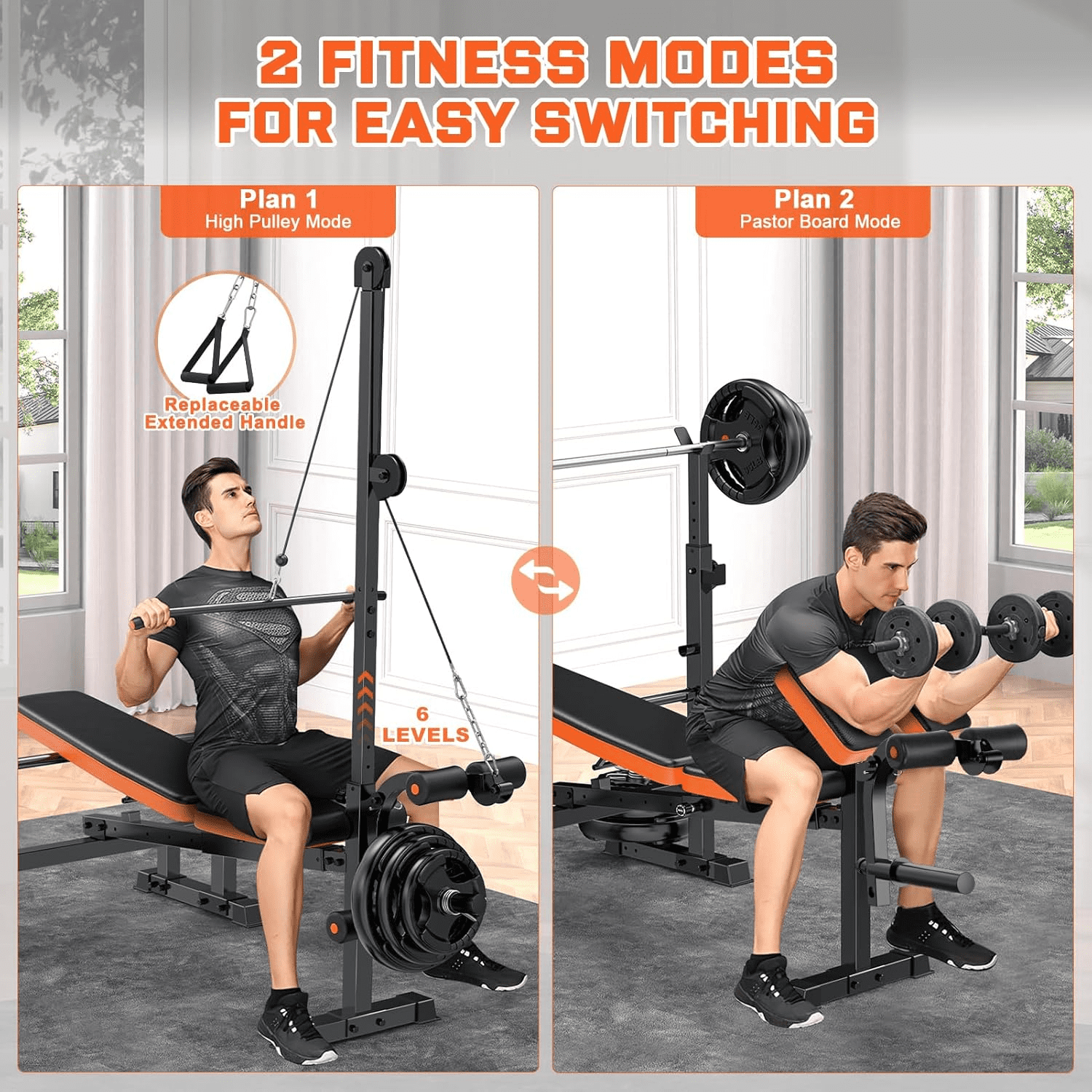 GIKPAL 800lbs 10-in-1 Multi-Function Adjustable Weight Bench Press Set with Lat Pull Down,Full Body Strength Training Workout Bench Exercise Equipment with Leg Developer, Preacher Curl