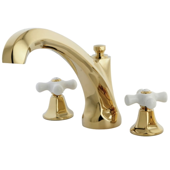 Kingston Brass KS4322PX Metropolitan Two-Handle Deck Mount Roman Tub Faucet, Polished Brass