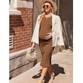 thumbnail image 4 of Ekouaer Women' Sleeveless Maternity Dress Rib Knit Pregnancy Dress Halter Neck Bodycon Pregnancy Clothes, 4 of 6