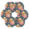 thumbnail image 2 of Haosy Set of 6 Drink Woven Coaster with Holder Heat Resistant Non-Slip Bar Coasters 4 Inches Cute Bear in Popcorn, 2 of 7