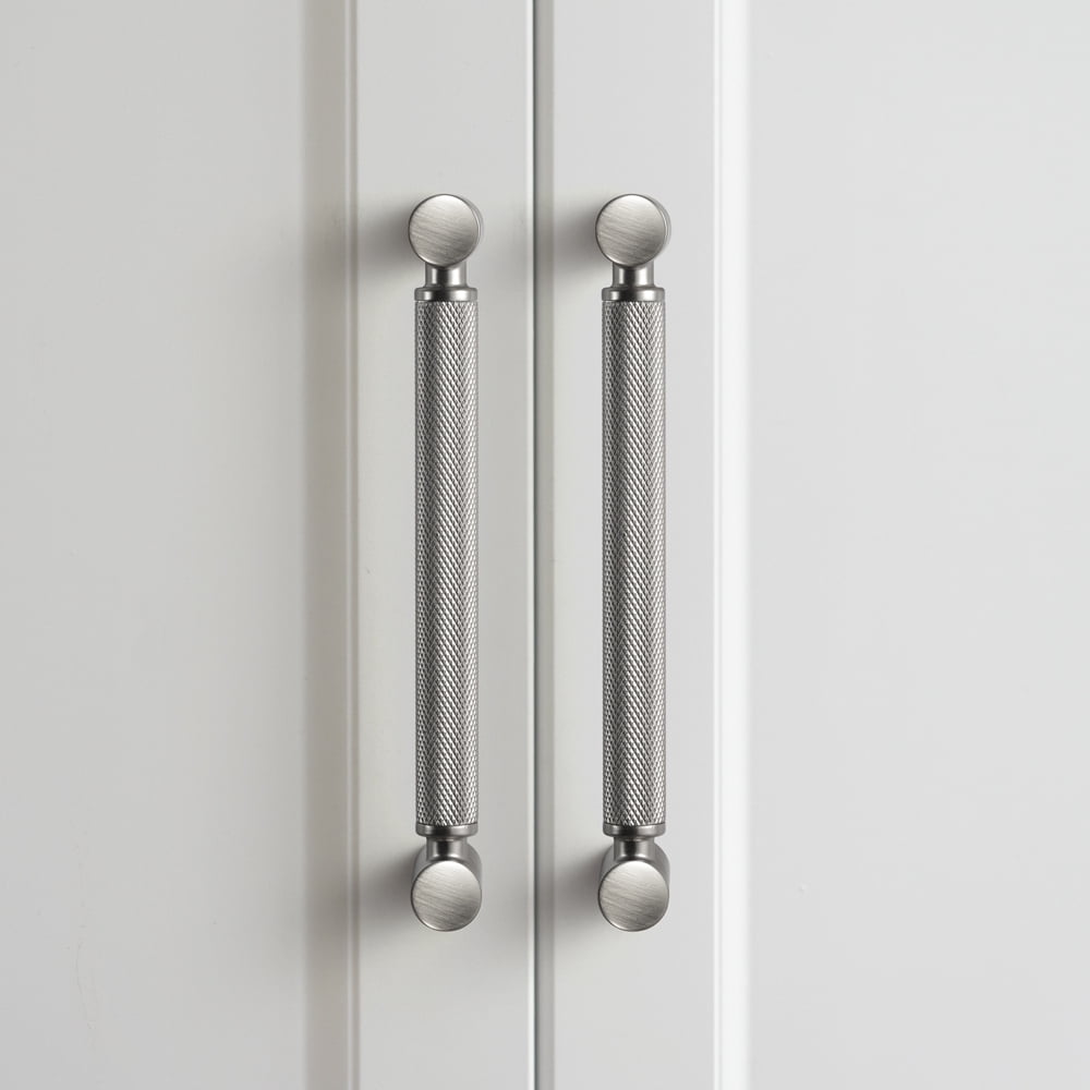 Goo-Ki 12 Pack 5''(128mm) Hole Center Satin Nickel Cabinet Pulls, Zinc Alloy Knurled Grip Cabinet Handles for Drawer,Dresser,Cupboard Wardrobe Cabinet