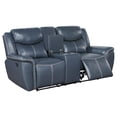 thumbnail image 2 of Benjara Eleni Manual Recliner Loveseat- Cup Holders- Blue Faux Leather- 79 Inch, 2 of 6