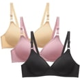 thumbnail image 2 of JGTDBPO 3Pcs Wireless Bras For Women Comfort Bra Soild Color Wire Free Underwear Bra Everyday Small Cup Underwear T-Shirt Bra Lightly Lined Push Up Bra V-Neck Bralettes For Ladies, 2 of 6