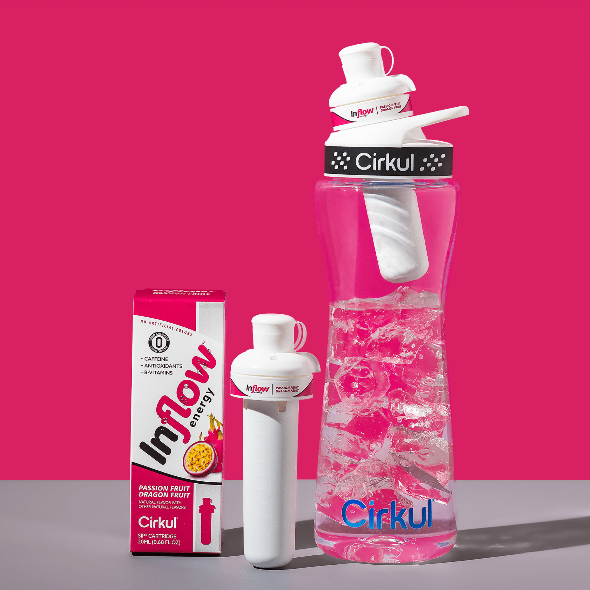 (2 pack) Cirkul Inflow Energy Passion Fruit Dragon Fruit Flavor Cartridge, Drink Mix, 1-Pack