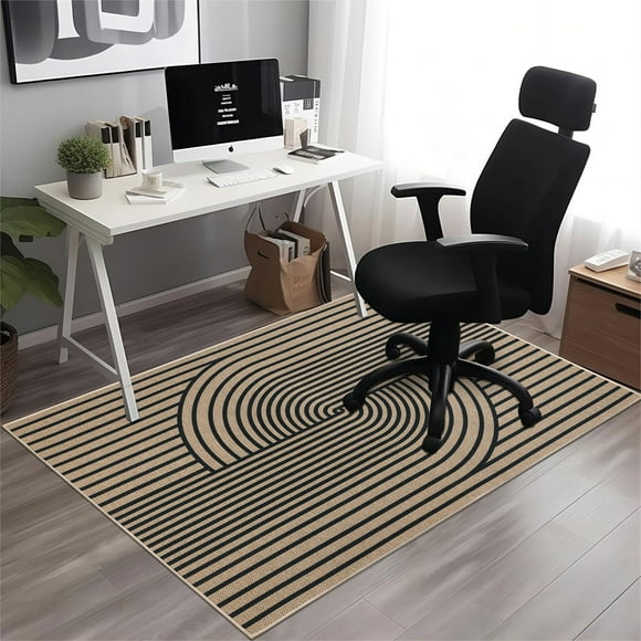 HiiARug Tapis de Chaise de Bureau, 36"X48 Pouces Tapis de Chaise pour Plancher de Bois Franc Tapis de Chaise de Bureau Antidérapant Lavable pour sous les Chaises de Bureau Tapis de Sol pour Chaise de Bureau Maison et Bureau, Rayé