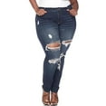 thumbnail image 1 of JDinms Jean Skinny Déchiré pour Femmes, Pantalon en Faux Denim Extensible Grande Taille, 1 of 4
