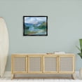 thumbnail image 2 of River Through Mountains Abstract Scene Landscape Painting Jet Black Framed Art Print Wall Art, 2 of 6