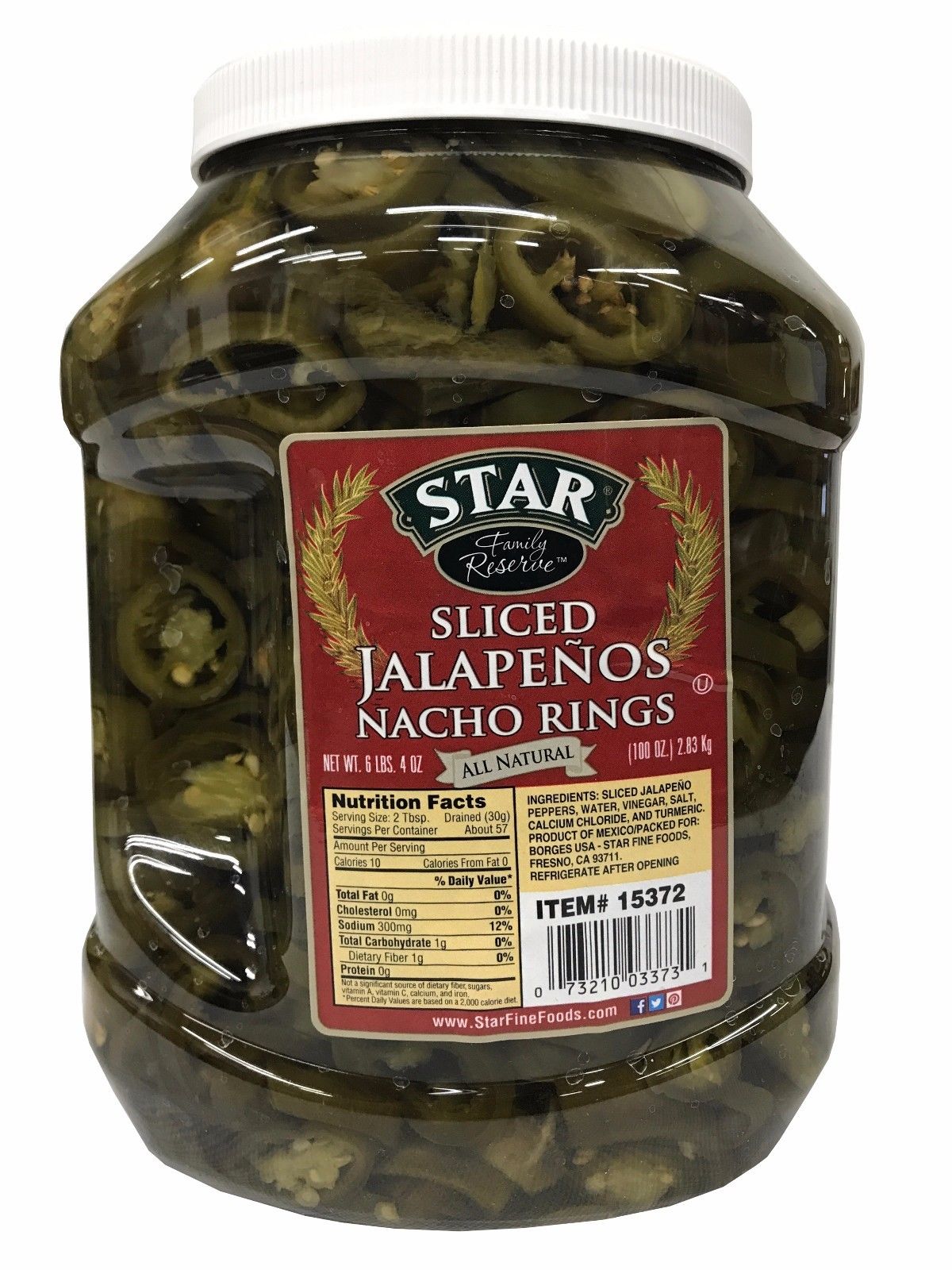 Star Fine Foods Sliced Jalapenos Nacho Rings All Natural 6 LB 4 OZ