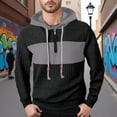 thumbnail image 2 of Men's Hoodies Quarter Zip Drawstring Plaid Jacquard Color Block Long Sleeve Sweatshirts Fall Casual Stylish Slim Fit Tops Black 3XL, 2 of 9