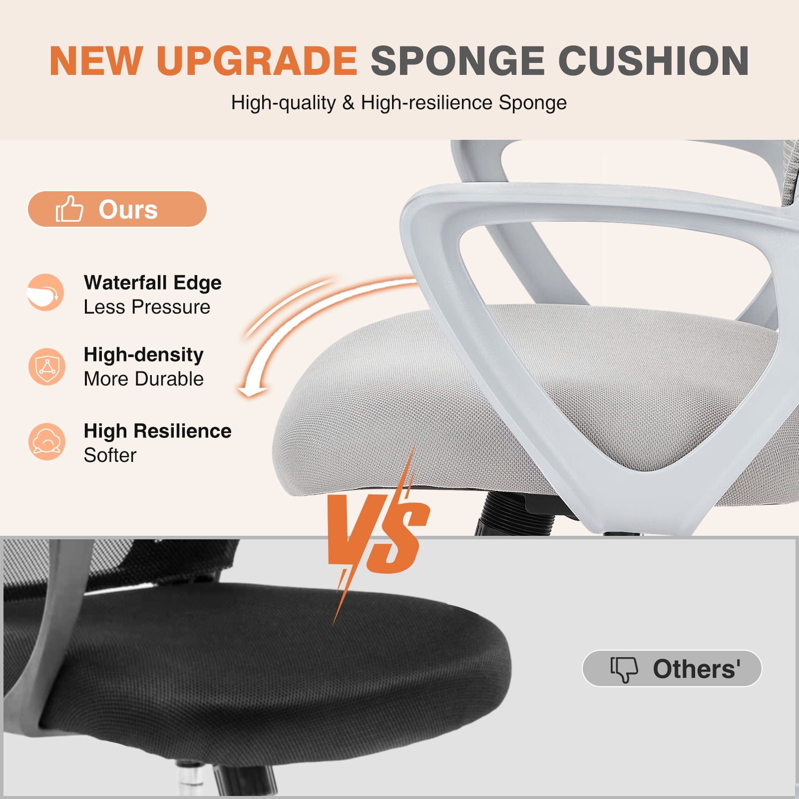 LIFERECORD Office Desk Chair Mesh Ergonomic Computer Gaming Chair Mid Back Chair with Comfy Lumbar Support Adjustable Height Swivel for Home Task, Grey
