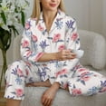 thumbnail image 5 of Xecao Lavender Flowers Print Women Pajamas Set Soft Sleepwear Pjs long Sleeve Button Down Nightwear with Long Pants, 5 of 6